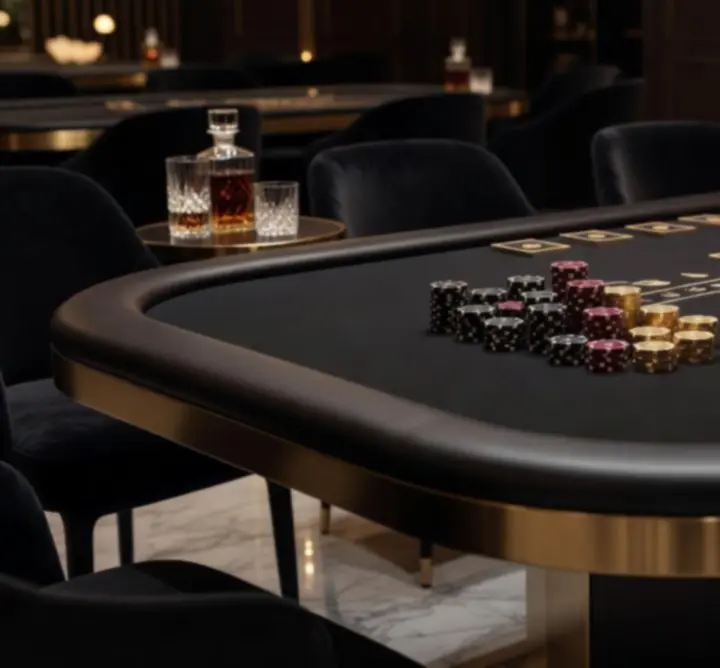 Elegant casino-style gaming table with atmospheric lighting at BEATA FIR