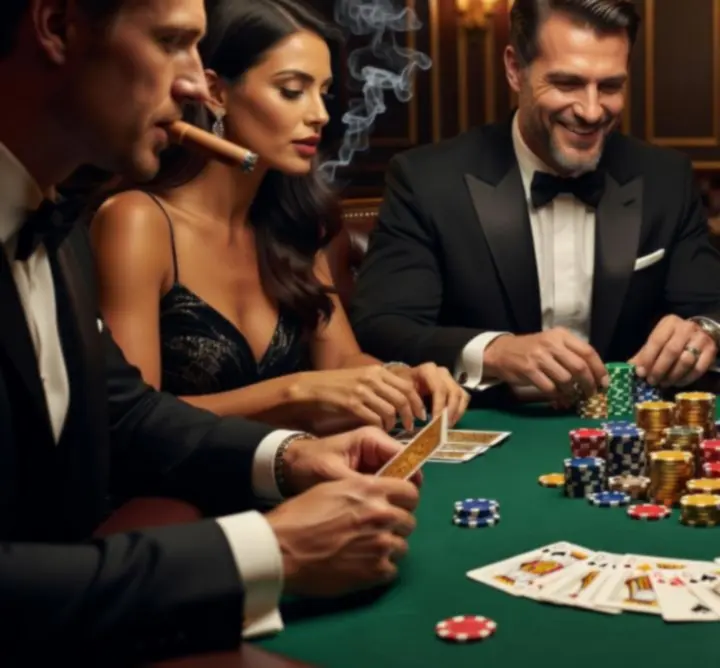 Poker night in action with players gathered around a professional table at BEATA FIR.