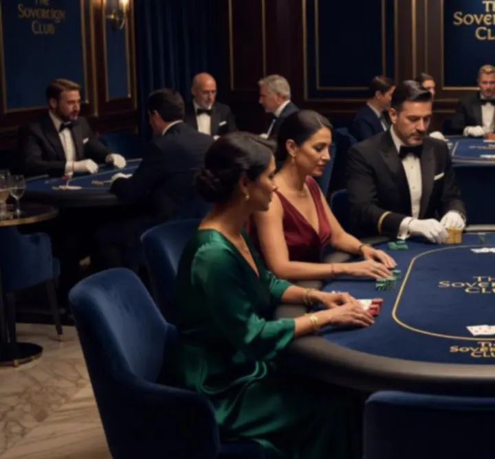 Guests gathered around a professional poker table during a private birthday poker night.